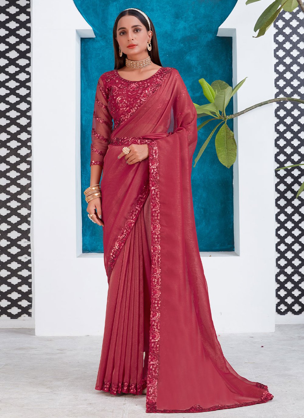 Classic Silk Pink Patch Border Saree