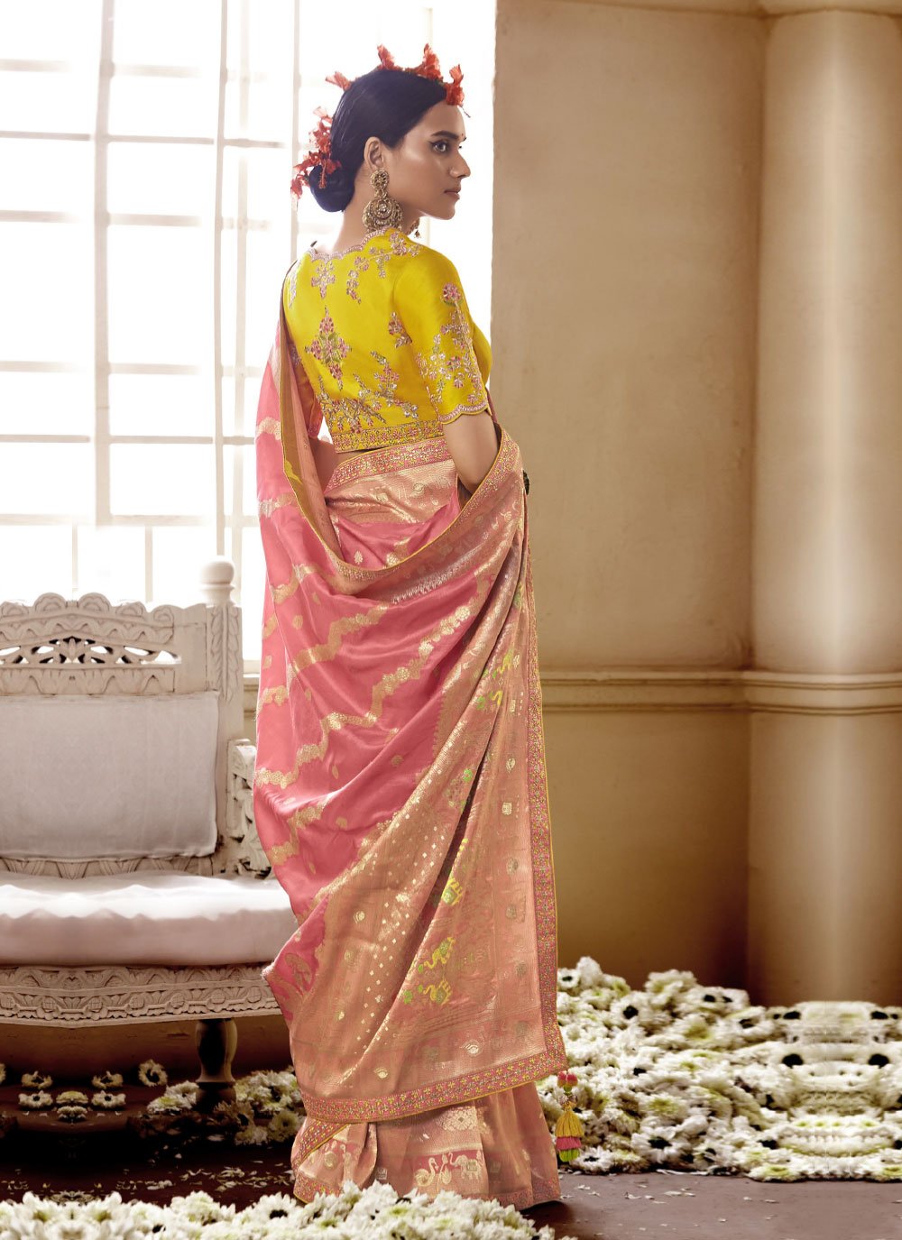 Contemporary Silk Pink Embroidered Saree