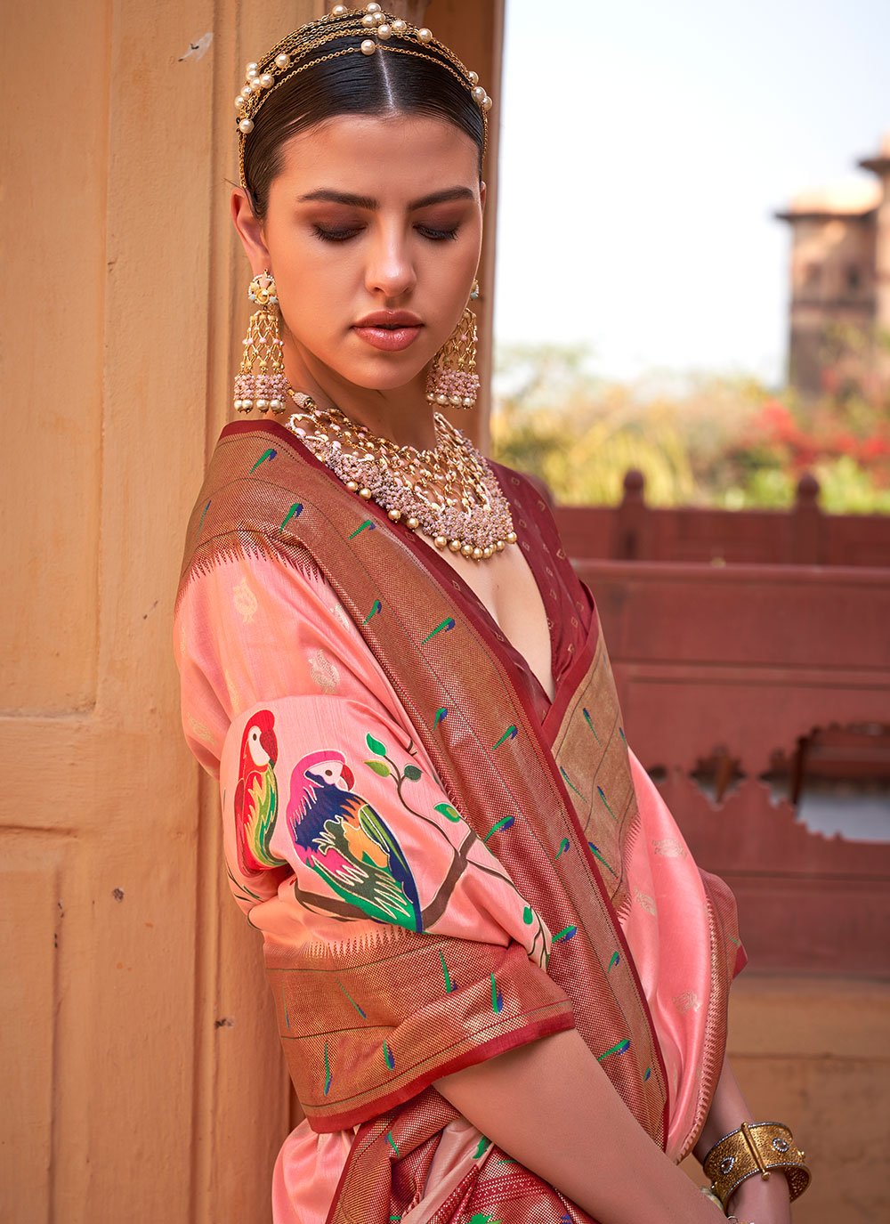 Contemporary Silk Pink Lace Saree