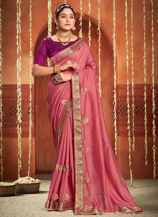 Contemporary Silk Pink Weaving Saree