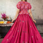 A Line Lehenga Art Silk Pink Embroidered Lehenga Choli