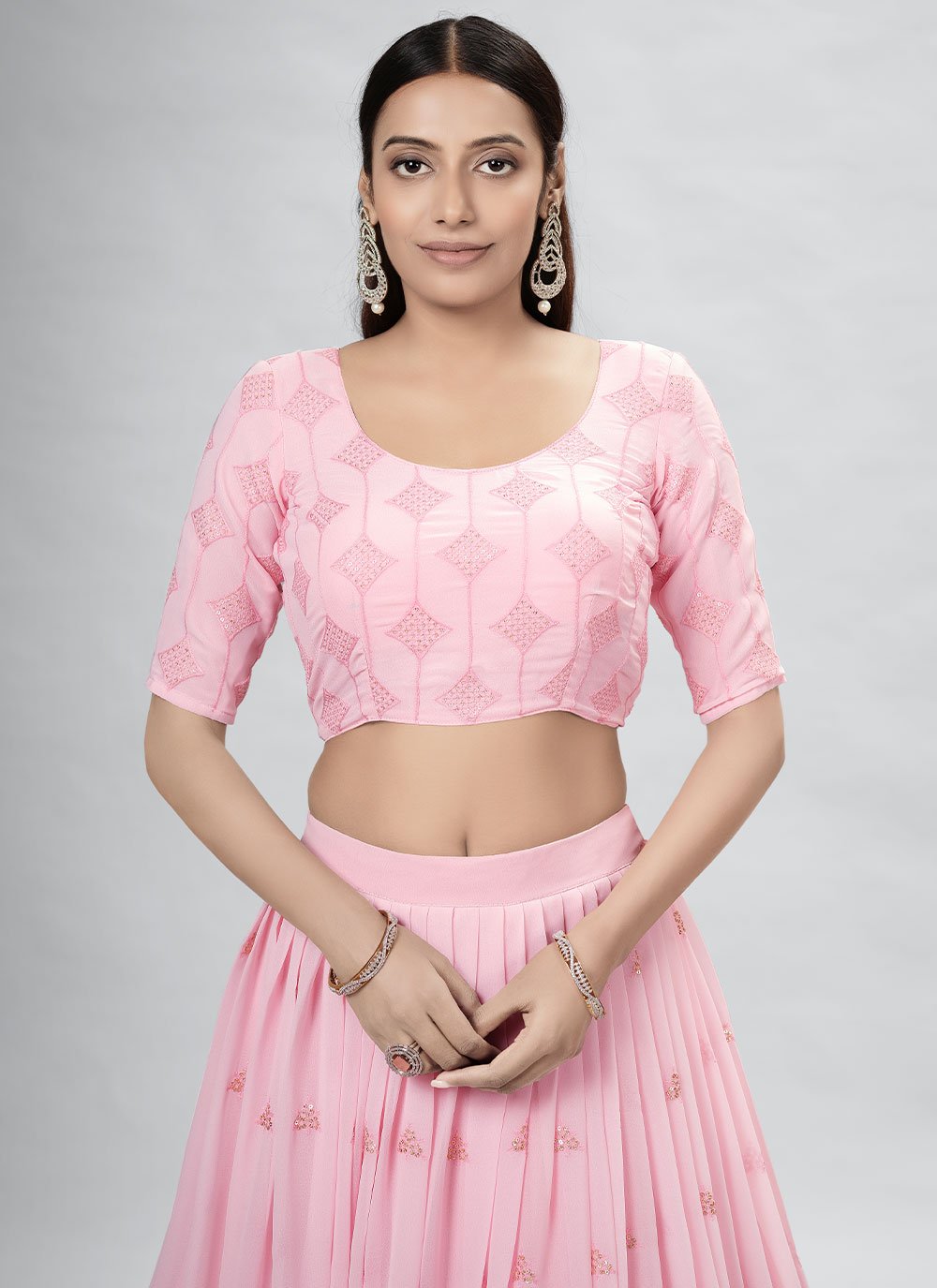 Readymade Lehenga Choli Georgette Pink Sequins Lehenga Choli