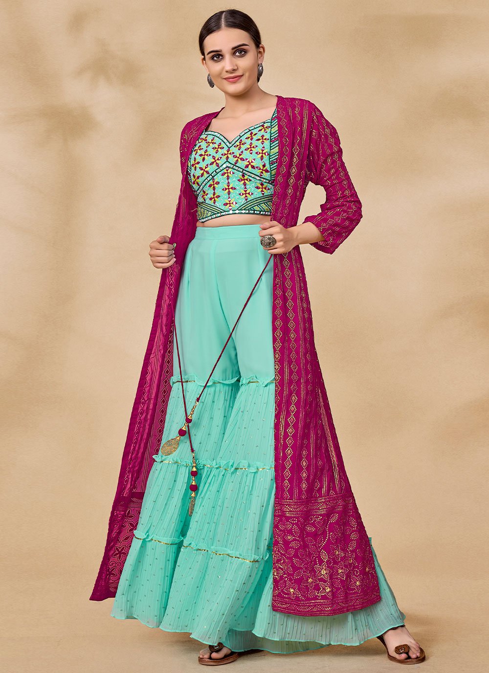 Salwar Suit Georgette Pink Sequins Salwar Kameez