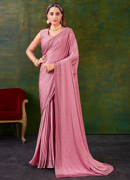 Trendy Saree Imported Pink Swarovski Saree