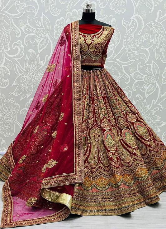 A Line Lehenga Velvet Pink Diamond Lehenga Choli