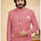 Jodhpuri Suit Velvet Pink Embroidered Mens