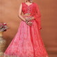 Readymade Lehenga Choli Georgette Viscose Pink Embroidered Lehenga Choli