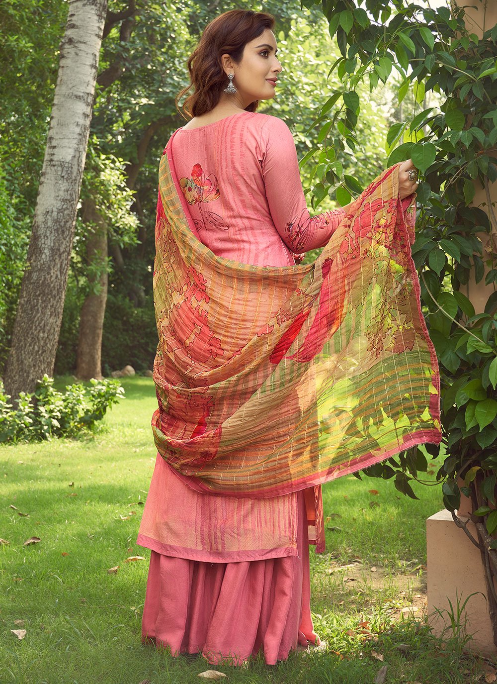 Salwar Suit Silk Viscose Pink Digital Print Salwar Kameez