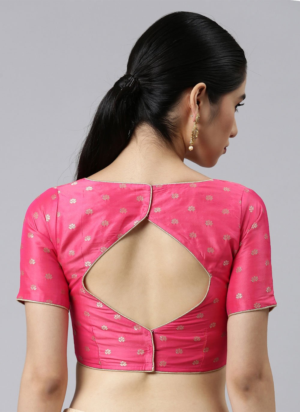 Blouse Banarasi Jacquard Pink Weaving Blouse