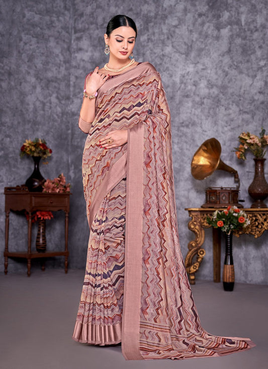 Contemporary Silk Pink Weaving Saree