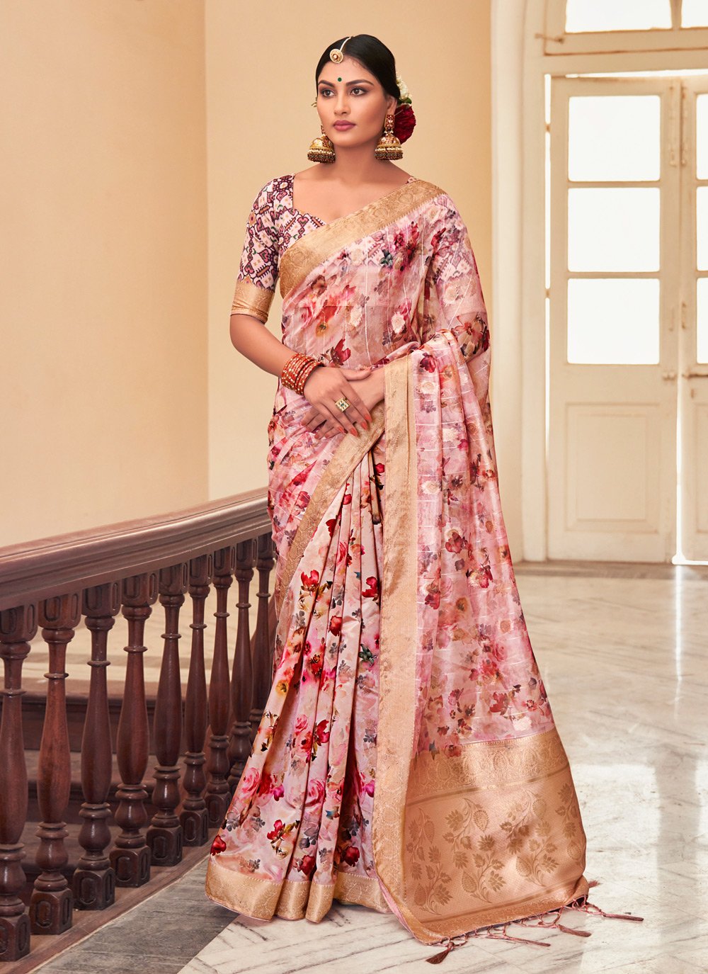 Traditional Saree Silk Pink Weaving Saree