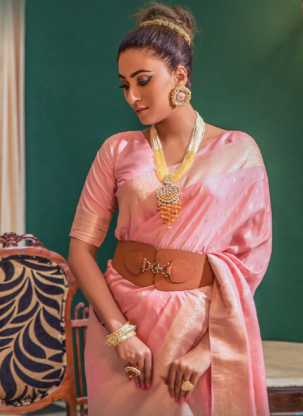 Classic Silk Pink Weaving Saree