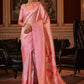 Contemporary Jacquard Pink Digital Print Saree