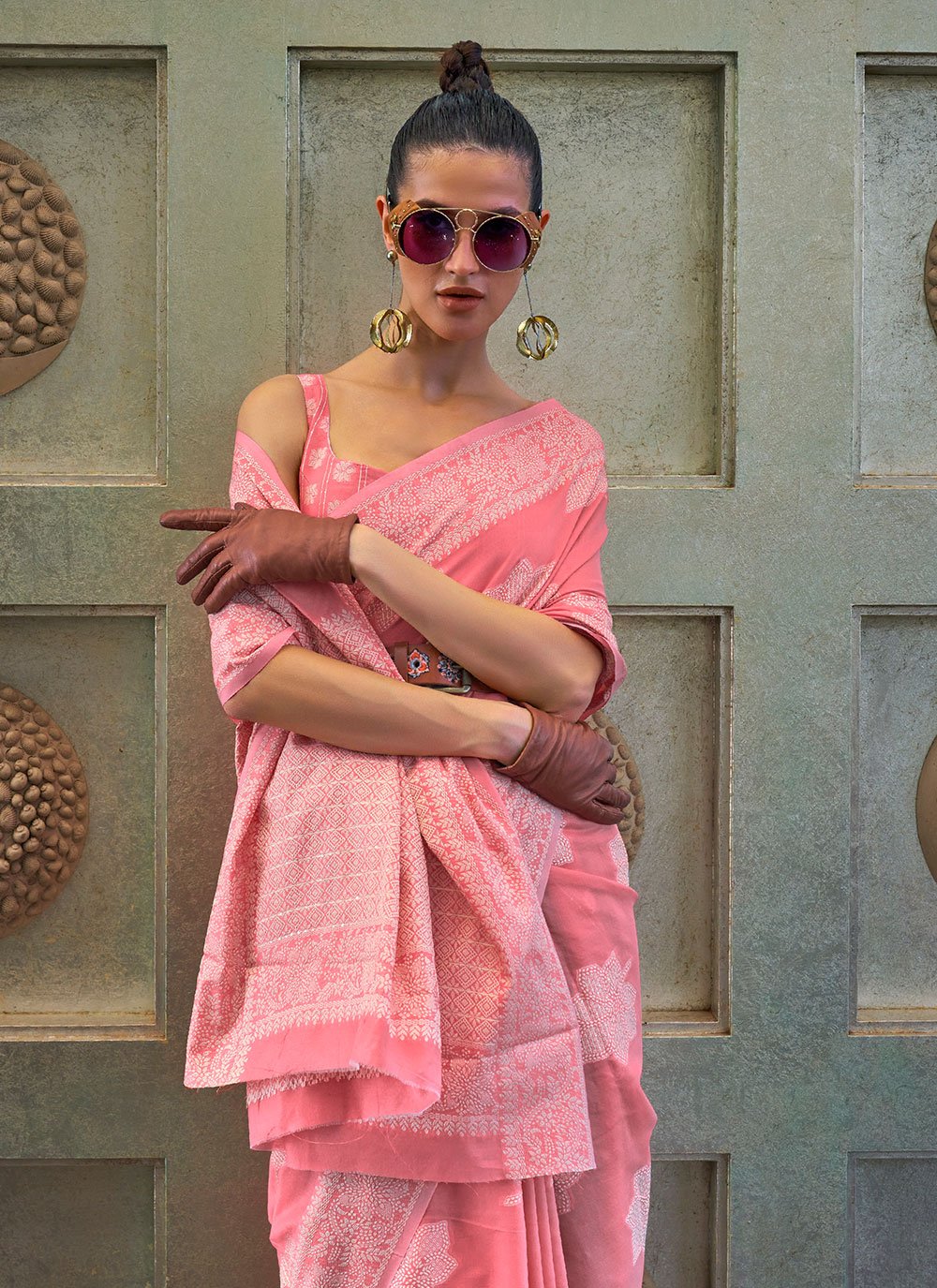 Trendy Saree Lucknowi Pink Chikankari Work Saree