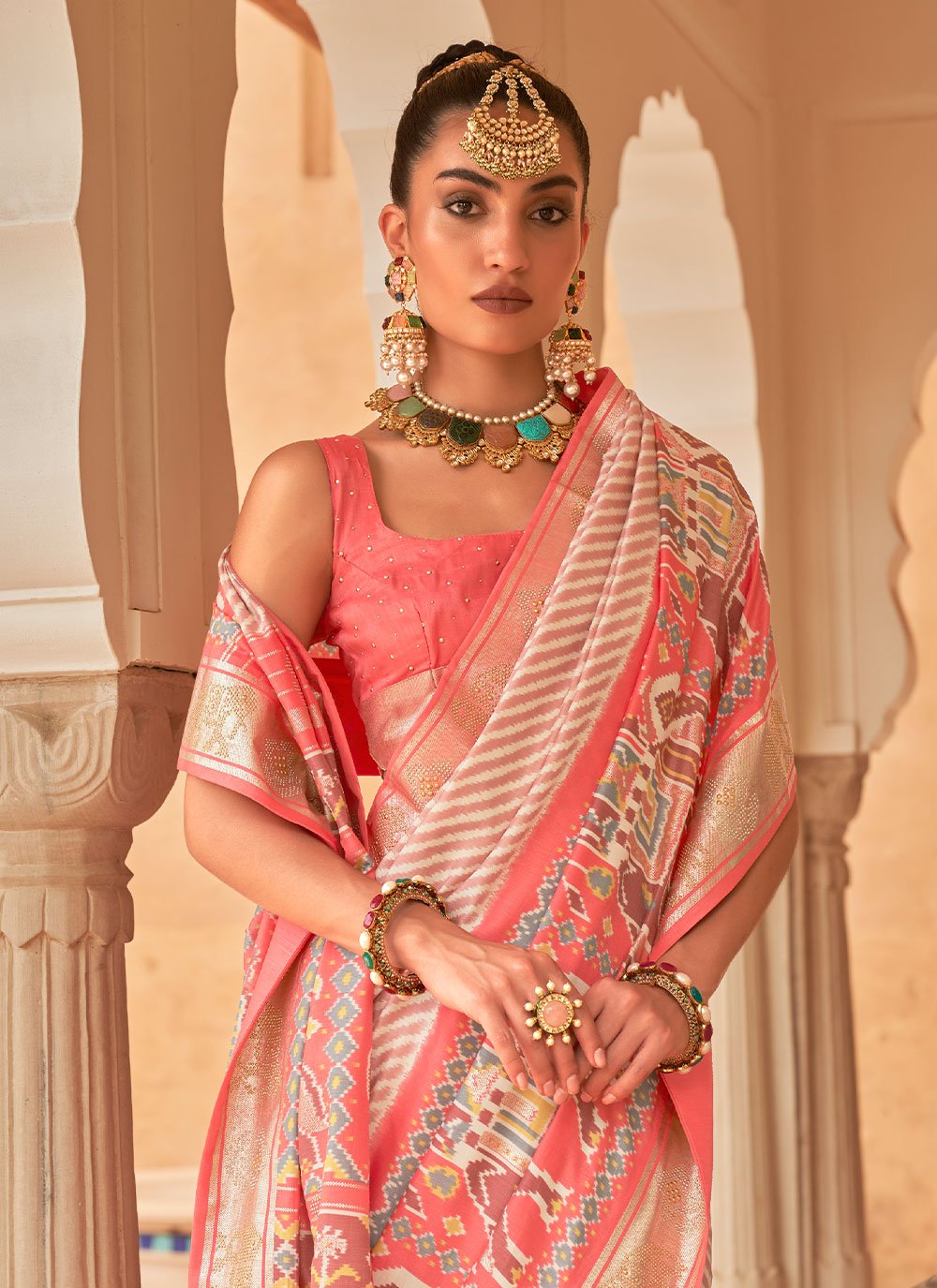 Classic Patola Silk Pink Weaving Saree