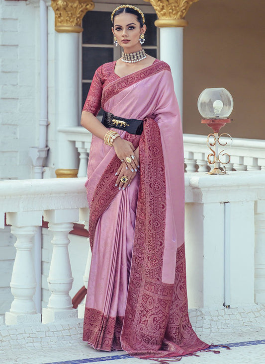 Contemporary Silk Pink Weaving Saree