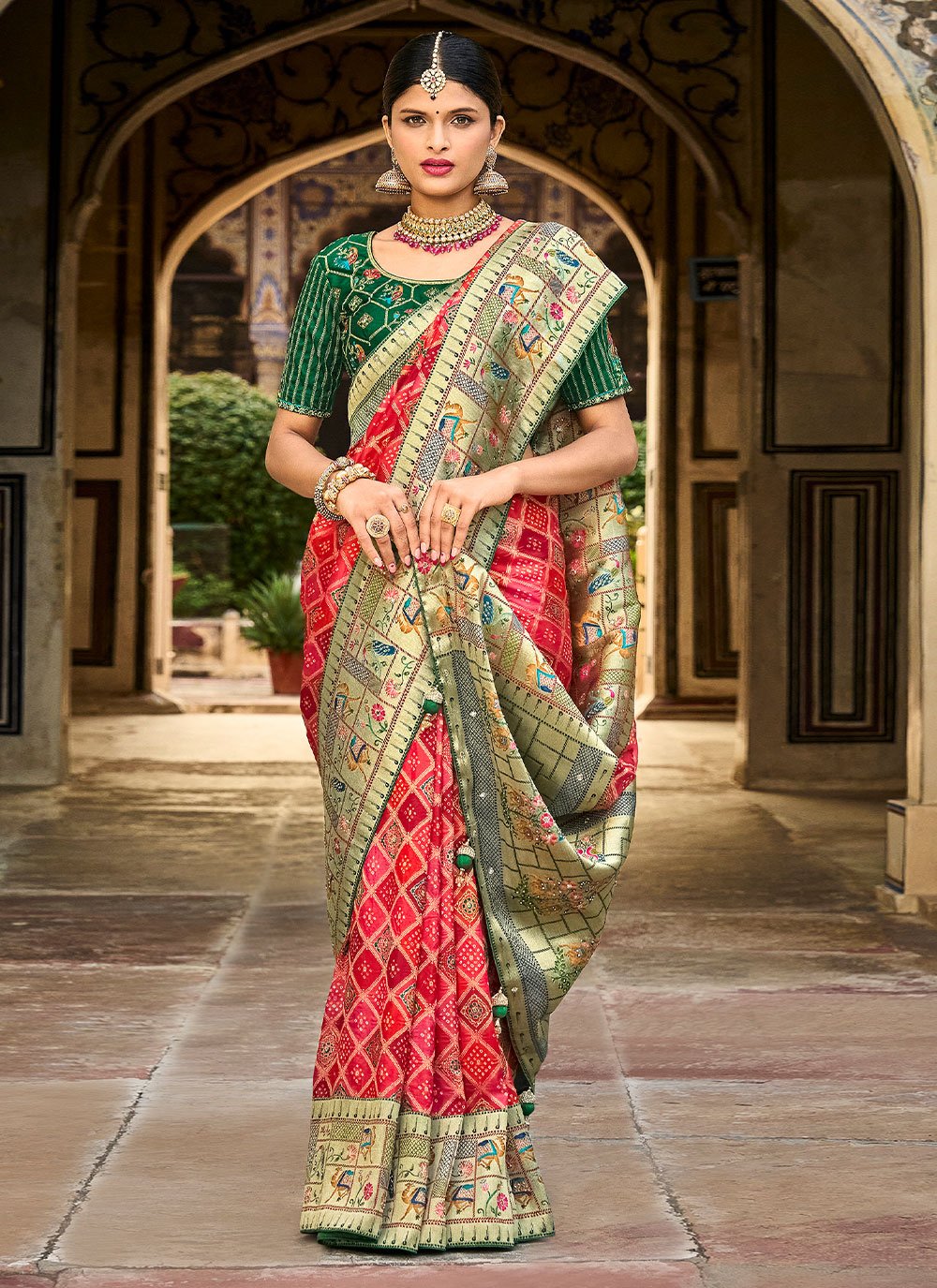 Classic Silk Pink Embroidered Saree