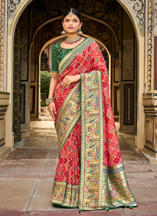 Classic Silk Pink Embroidered Saree