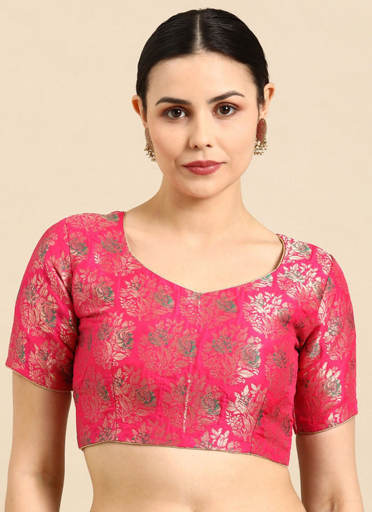 Designer Blouse Banarasi Jacquard Pink Weaving Blouse