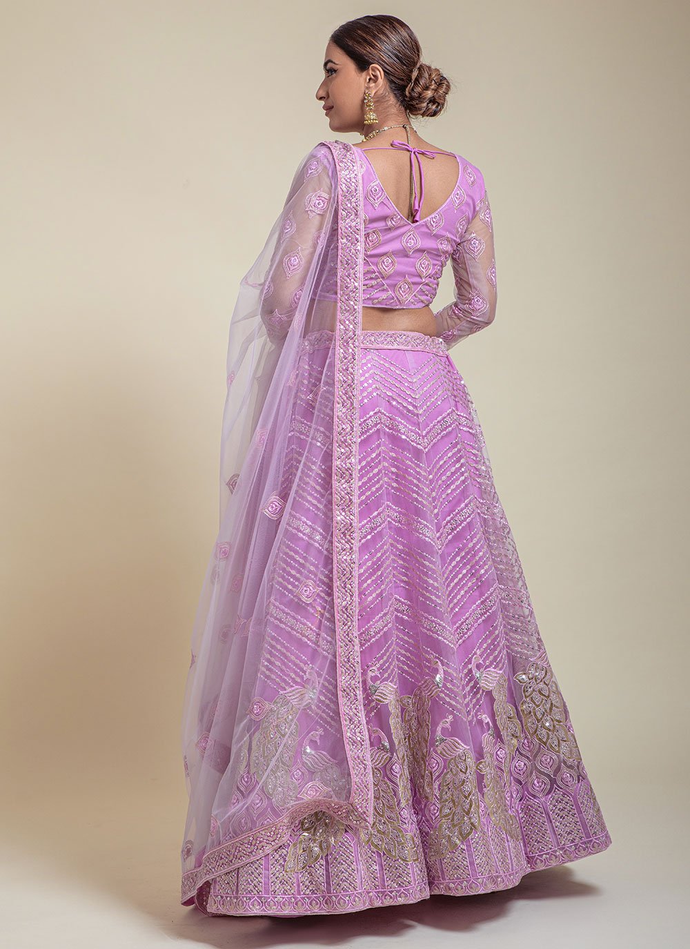 Lehenga Choli Net Pink Embroidered Lehenga Choli