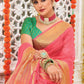 Trendy Saree Organza Silk Pink Patch Border Saree