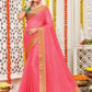 Trendy Saree Organza Silk Pink Patch Border Saree