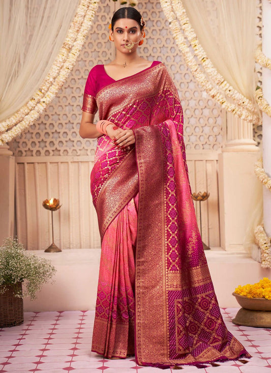 Trendy Saree Raw Silk Pink Woven Saree