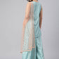 Salwar Suit Poly Silk Aqua Blue Patch Border Salwar Kameez