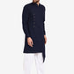 Indo Western Blended Cotton Blue Plain Mens