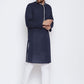 Kurta Pyjama Blended Cotton Blue Plain Mens