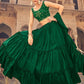 Lehenga Choli Chinon Green Plain Lehenga Choli