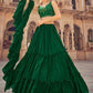 Lehenga Choli Chinon Green Plain Lehenga Choli