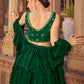 Lehenga Choli Chinon Green Plain Lehenga Choli