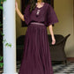 Gown Chinon Purple Plain Gown