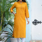 Designer Kurti Cotton Mustard Plain Kurtis