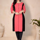 Designer Kurti Cotton Pink Plain Kurtis