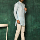 Short Kurta Cotton Aqua Blue Plain Mens