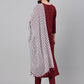 Straight Salwar Suit Faux Crepe Wine Plain Salwar Kameez