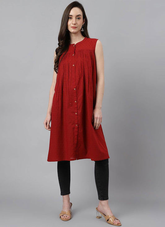 Casual Kurti Cotton Maroon Plain Kurtis