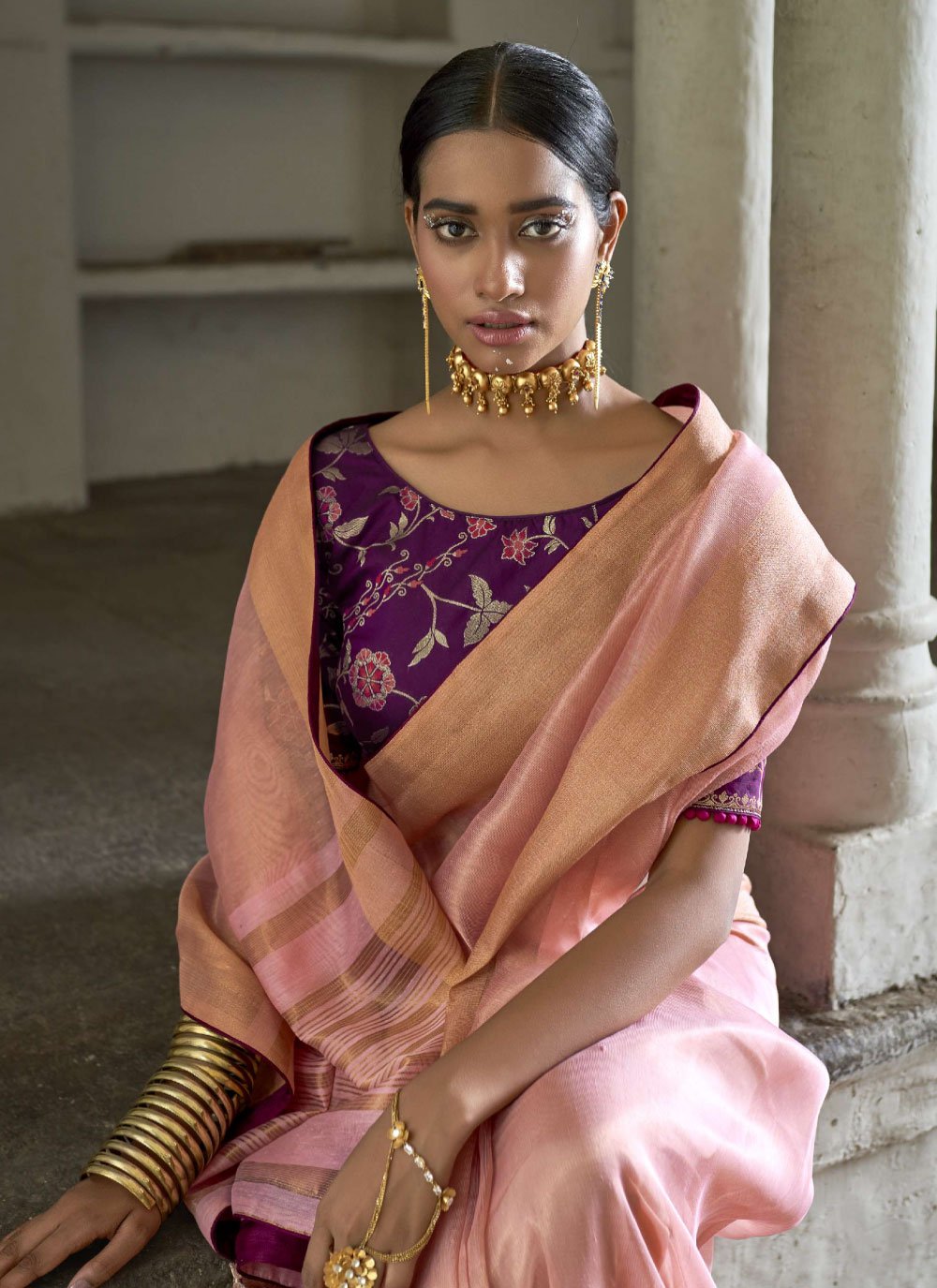 Classic Cotton Pink Plain Saree