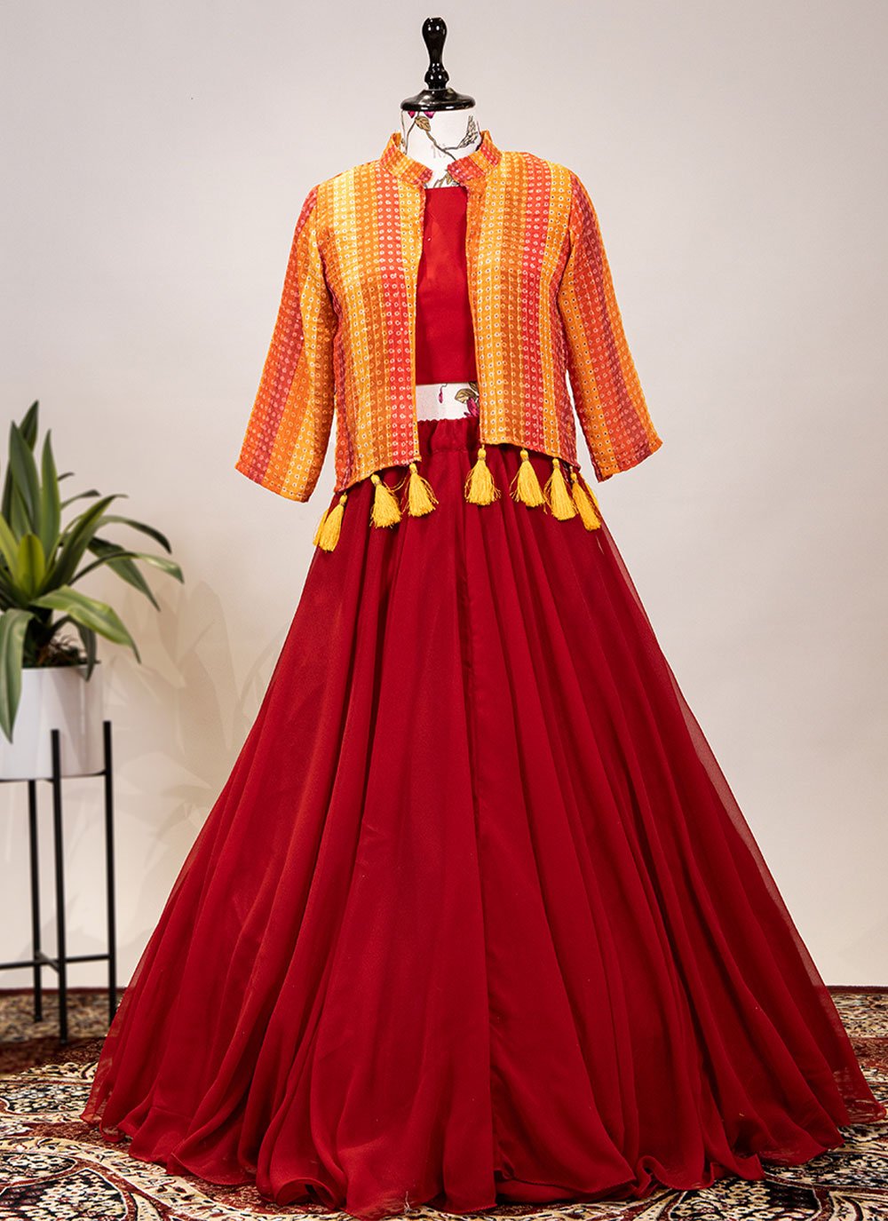 A Line Lehenga Georgette Maroon Plain Lehenga Choli