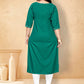 Party Wear Kurti Cotton Green Plain Kurtis