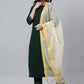 Salwar Suit Crepe Silk Green Plain Salwar Kameez