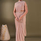 Contemporary Imported Peach Plain Saree