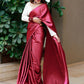 Classic Satin Maroon Plain Saree