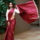 Classic Satin Maroon Plain Saree