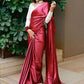 Classic Satin Maroon Plain Saree