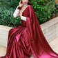 Classic Satin Maroon Plain Saree