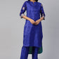 Designer Kurti Poly Silk Blue Plain Kurtis