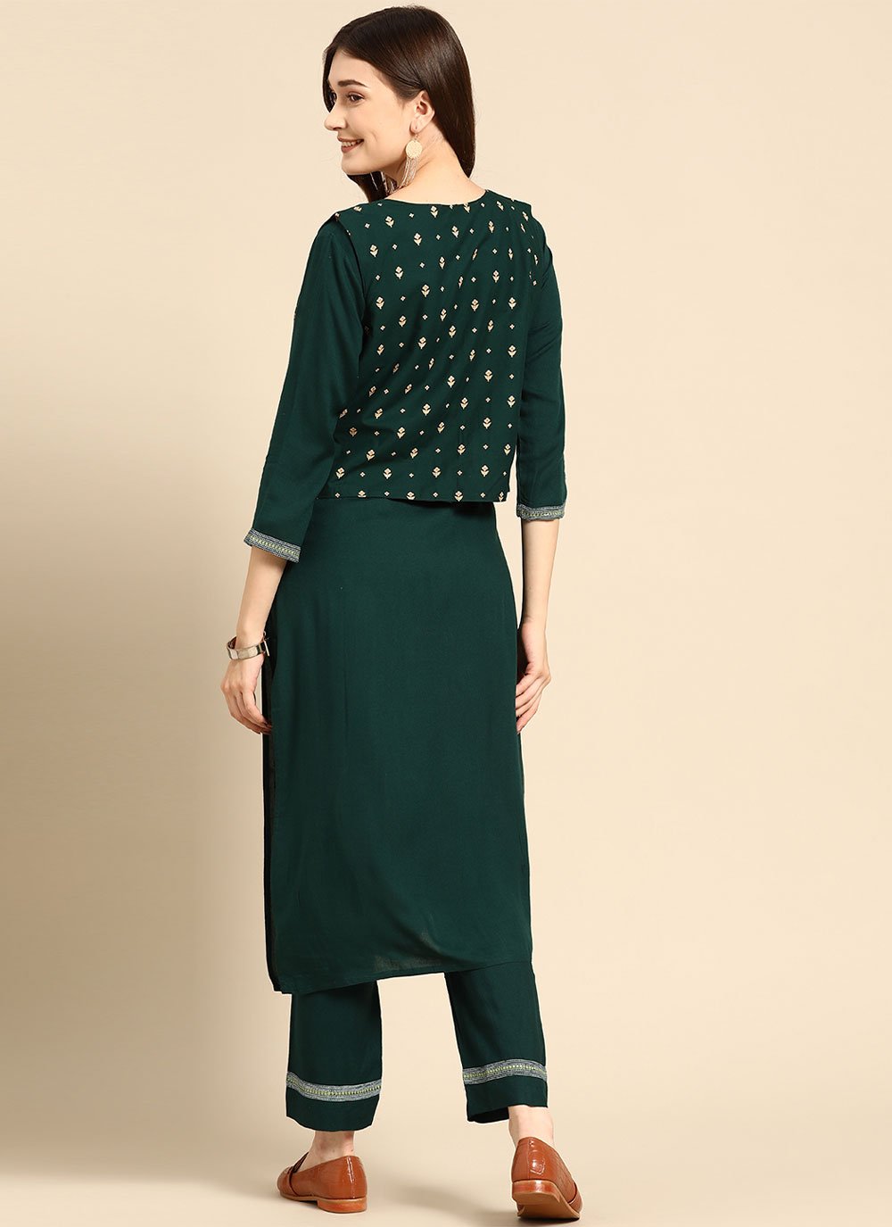 Casual Kurti Rayon Green Plain Kurtis